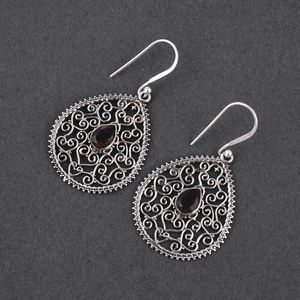 Pendientes de cuarzo ahumado de Plata de Ley 925, joyería - Product Image 2