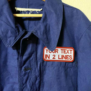White Custom Embroidered <strong>Patch</strong> Twill Fabric <strong>2</strong> Line Name Tag Tape with Iron On Hook Backing or <strong>Work</strong> Uniforms - Product Image 3
