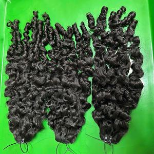 Lâche Deep Wavy Curly Bundle Birman Curly Tape Ins Hair Extensions de cheveux humains 100% Cheveux vierges vietnamiens Prix de gros - Product Image 5