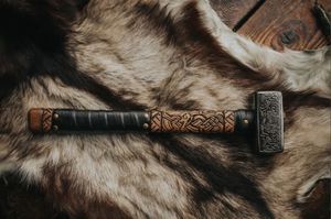 Tùy chỉnh làm bằng tay chất lượng cao Damascus thép Viking búa tùy chỉnh thực hiện đuổi theo búa cho cắm trại OEM hỗ trợ - Product Image 4