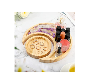 Plateau en bois demi-lune rond, plateau décoratif, plateau à nourriture, plat à bonbons, article décoratif cosmétique - Product Image 1