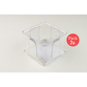 Porte-serviettes transparent 20x20cm en polystyrène PS, 2 pièces, B2B - Product Image 1