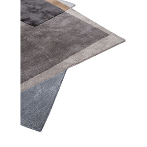 Alfombra de Lana y Viscosa Afelpada, Tejida a Mano, en Gris Sólido y Negro, para Hogar y Exposiciones, Modelo Tnq-1123 - Product Image 4