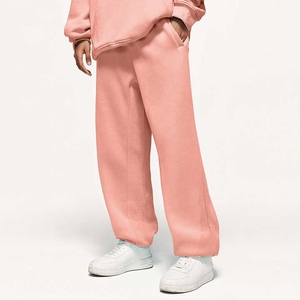 Pantalon en coton léger unisexe toile fond ouvert jambe droite Gym blanc pantalon de survêtement baggy imprimé personnalisé pour hommes vente en gros - Product Image 1