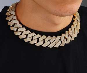 Collar de Cadena Cubana Chapado en Oro con Moissanita, Estilo Rapper, Hip Hop, Plata 925, Joyería Fina, Tendencia de Moda para Fiestas, para Hombres - Product Image 2