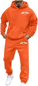 Venta al por mayor a granel French Terry Pullover Algodón Chándales en blanco de gran tamaño Pantalones de chándal y Sudadera con capucha Conjunto Unisex con bordado chenile - Product Image 4