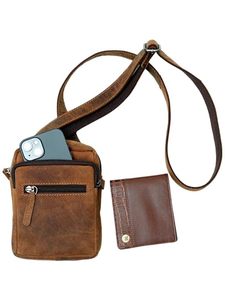 Bolso Bandolera Cruzado de Cuero Genuino Vintage para Hombre, de Lujo, Antirrobo, Impermeable y Ligero, para Amantes de la Moda - Product Image 5