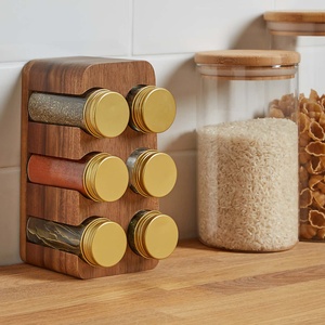 Top Selling Wooden Spice Jar Bottle Racks High Quality Pantry Spices Organizer Storage Rack for Kitchen