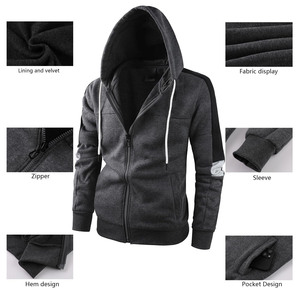 Alta calidad 350gsm cremallera pesada/sudaderas con capucha algodón Spandex hombro caído sin cuerdas pesado sudaderas con capucha de gran tamaño para hombres - Product Image 3
