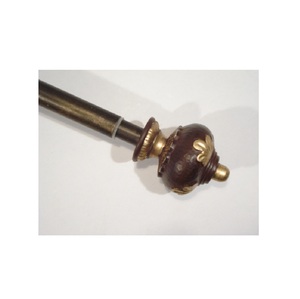 Tige de rideau en fer noir antique avec des embouts de rideau pour la fenêtre/portes décoratives - Product Image 3
