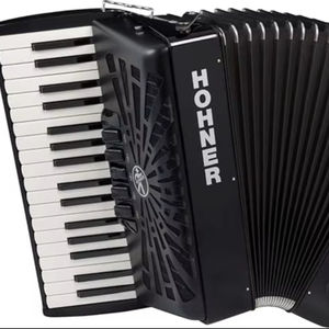 Nouvel accordéon diatonique Bravo Ill 72 noir avec soufflet bleu, configuration chromatique - Product Image 1