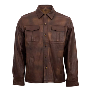 Chemises habillées pour hommes de haute qualité, couleur unie respirante, col montant en cuir, couleur et taille personnalisées, vente en gros - Product Image 1