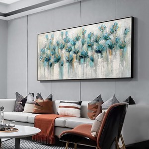 Grande paesaggio strutturato <span class=keywords><strong>pittura</strong></span> acrilica astratta Teal Blossom <span class=keywords><strong>pittura</strong></span> a olio su tela Wall Art Home Living Room Wall Decor - Product Image 6