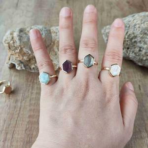 Bijoux en argent de haute qualité hexagone 13x10mm bague en pierres précieuses classique à la mode mariage Style chic fabriqué en inde cadeau pour les femmes - Product Image 6