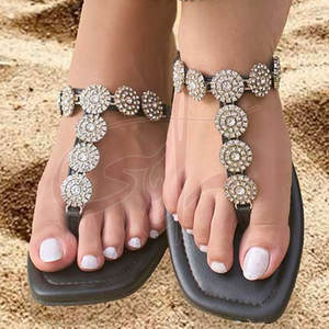 Sandalias Deslizantes Personalizables para Mujer con Elementos Iridiscentes que Captan la Luz, Antideslizantes, de Moda, con Estampado de Cuero Natural - Product Image 6