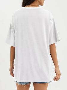 Camisetas personalizadas para mujer, camiseta informal para mujer, camiseta de gran tamaño, Camiseta estampada de algodón 100% transpirable para mujer - Product Image 2