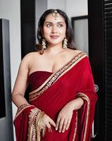 Nouveau saree en velours avec une belle bordure de lavande brodée de paillettes avec travail jari dori et dentelle de pipe en verre fantaisie pour adultes