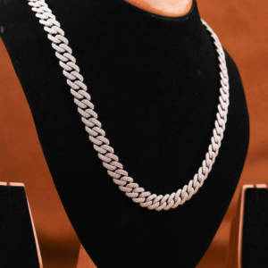 Cadena de eslabones cubanos de Hip Hop Miami de 20 pulgadas, collar de 12mm de moissanita de corte redondo VVS, cadena de eslabones de diamante de corte redondo de moissanita - Product Image 4