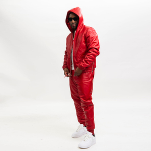 Ropa deportiva personalizada, chándal de cuero de manga larga para hombre, Diseña tu propio chándal de cuero para hombre - Product Image 2