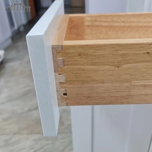 燕尾橱柜抽屉盒天然木材白色振动筛底座橱柜下安装软关闭抽屉滑轨 - Product Image 1