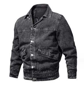 แจ็กเก็ตยีนส์โอเวอร์ไซส์สำหรับผู้ชายเสื้อโค้ทแฟชั่นสตรีทแวร์ซักได้ - Product Image 6