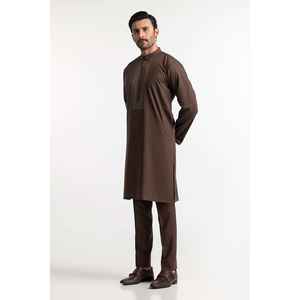 ชุดสูทผู้ชายสีน้ำตาลสไตล์คลาสสิก กระดุมแถวเดียว สำหรับธุรกิจและงานแต่งงาน ปิดด้วยกระดุม ความยาวแบบยาว ลายพิมพ์-SK-S24-070 - Product Image 2