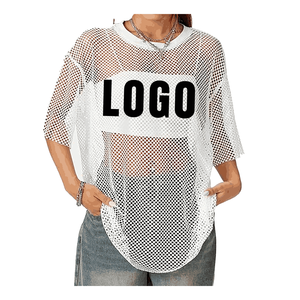 Women's Plus Size <b>Crop</b> <b>Top</b> Lightweight Mesh T-Shirt Loose Fit Street Wear Quality Made Breathable Clothing - Product Image 1