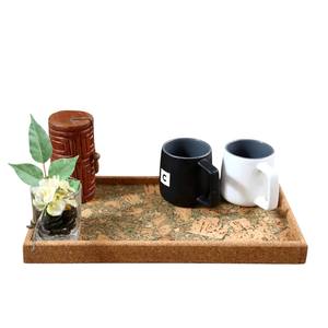 100% Plateau de service en liège imperméable et écologique Rectangle 8x16 pouces couleur olive pour bureau à domicile, hôtel ou restaurant - Product Image 1