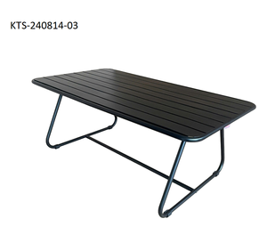 Mesa de Comedor Moderna para Exterior con Estructura de Acero Negro y Tablero de Listones para Sala de Estar y Parque - Product Image 1