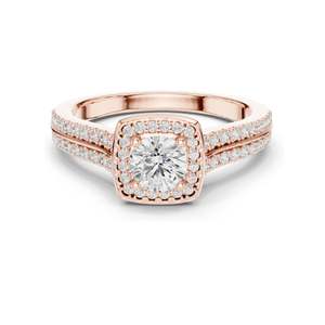 0.994 CT Round Cut Halo Lab Diamond Engagement <b>Ring</b> for Women VVS-VS EF Clarity 18KT, 14KT, 10KT Gold & 925 Silver Rose, - Product Image 3