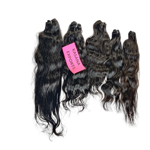 Máquina de doble trama de onda profunda que teje Color Natural Templo indio Paquete virgen Procesamiento crudo Ninguna cutícula alineada Cabello humano - Product Image 1