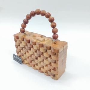 Pochette en bois de style boutique avec chaînes de perles, lanières à perles, sangle amovible, fermeture magnétique, doublure en velours de qualité supérieure pour - Product Image 5