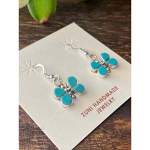 <strong>Swain</strong> Charlie Charlie Turquoise &amp; Sterling Silver Drop Earrings with Diamond Religious Style Butterfly Dangle for Wedding &amp; Gift - Product Image 3