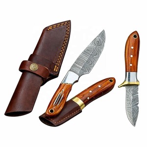 Cuchillo de Caza y Desollado de Acero de Damasco de Hoja Fija con Varios Materiales de Mango, Personalizable OEM, Borde Recto, Regalo para Él - Product Image 2
