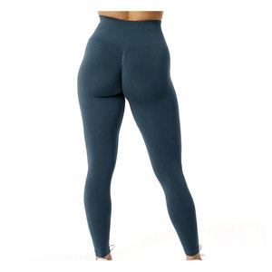 Hot Selling Solid Scrunch Butt High Elastic Waist <b>Ankle</b>-<b>Length</b> Yoga <b>Leggings</b> Women Breathable Spandex/Nylon Four-Way Stretch - Product Image 2