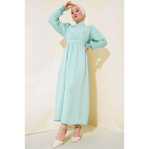 Robe en lin à manches plissées Menthe - Product Image 4