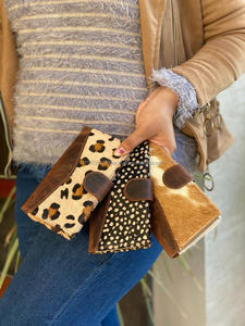 Cartera de piel con estampado de animales para ocultar el pelo hecho a mano, Cartera de mano de piel a presión de cuero plegable, monederos únicos bonitos de piel de vaca Real - Product Image 4