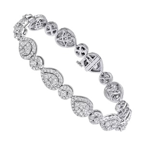 Pulsera de diamantes de racimo de Plata de Ley 925 de lujo, joyería de declaración radiante para mujeres para regalos y fiestas - Product Image 2