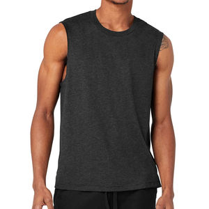 Camisetas sin mangas informales de algodón/fibra de bambú de Color sólido para hombre, talla XL, camiseta de Fitness de secado rápido, capucha estampada, técnica de lavado de punto - Product Image 1