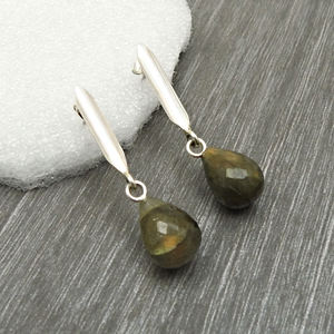 Boucles d'oreilles classiques en argent sterling 925 avec pierres précieuses en labradorite naturelle pour la fête bijoux dernier design fournisseur en gros - Product Image 1