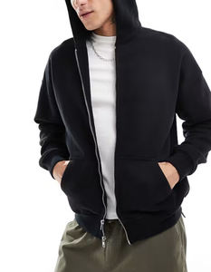 OEM 100% coton unisexe lourd pull sweat à capuche pour hommes personnalisé en détresse fermeture éclair complète sweats à capuche impression bouffante - Product Image 1