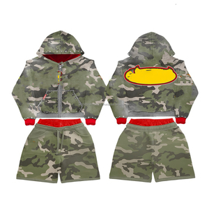 Conjunto de Sudadera con Capucha y Pantalones Cortos de Felpa de Algodón Grueso Personalizado para Mujer, de Alta Calidad, Estilo Urbano - Product Image 4