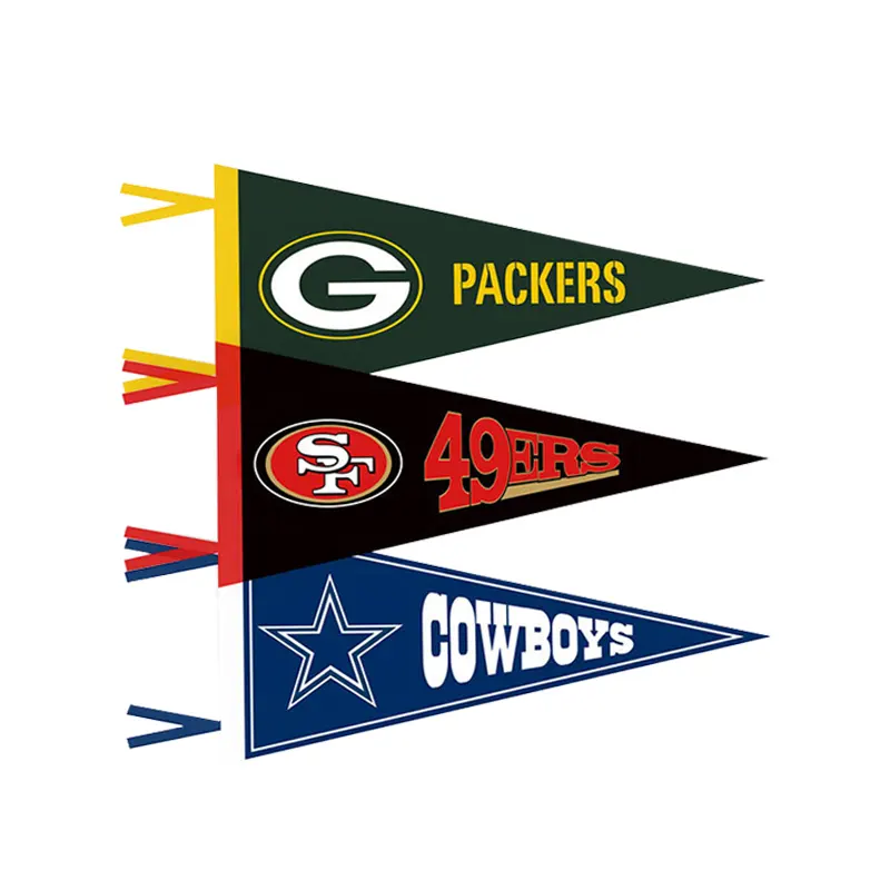 Promozione pubblicità sport personalizzato feltro triangolo bandiera Pennant Banner NFL tifosi di calcio triangolo bandiera Banner