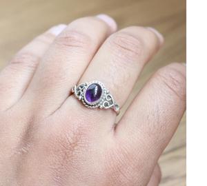 แหวนพลอยสีม่วงอเมทิสต์925เงินสเตอร์ลิงเครื่องประดับดีไซน์หรูหราของขวัญคริสต์มาสสำหรับผู้หญิง - Product Image 3