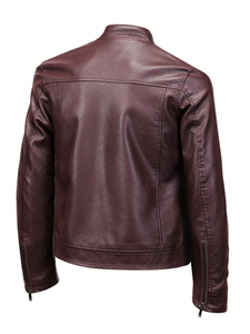 Veste en cuir décontractée pour homme, en cuir véritable, d'hiver, en daim, couleur unie, respirante, coupe-vent - Product Image 4