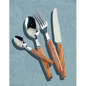 Stainless Steel Amazing <b>Gold</b> plated Flat Long Rectangular Design Handle Tableware knives and spoon fork <b>cutlery</b> <b>Set</b> - Product Image 3