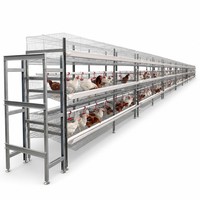Cage à poulets de type H à 4 niveaux et 4 portes, système de cages en batterie galvanisé à chaud, capacité de 128 oiseaux par ensemble, équipement avicole