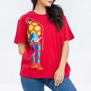 เสื้อยืดสตรีทแวร์ผ้าฝ้ายพิมพ์ลายสตรีทแวร์พิมพ์ลายสีพื้นสำหรับฤดูร้อน200 GSM ตามสั่ง - Product Image 3