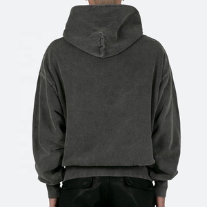 Streetwear Boxy de haute qualité de marque OEM Sweat à capuche en éponge française délavée à l'acide Sweat à capuche pour hommes sans ficelle avec logo personnalisé - Product Image 3