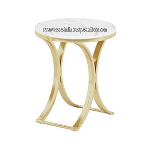 Mesa de centro de lujo moderna con tapa de mármol y base de metal Mesa auxiliar de sofá redonda Juego de 2 usos para oficina en casa a precio al por mayor - Product Image 3